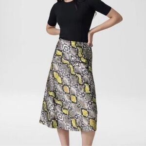 Universal Standard Snake Print Bias Cut Black and Yellow